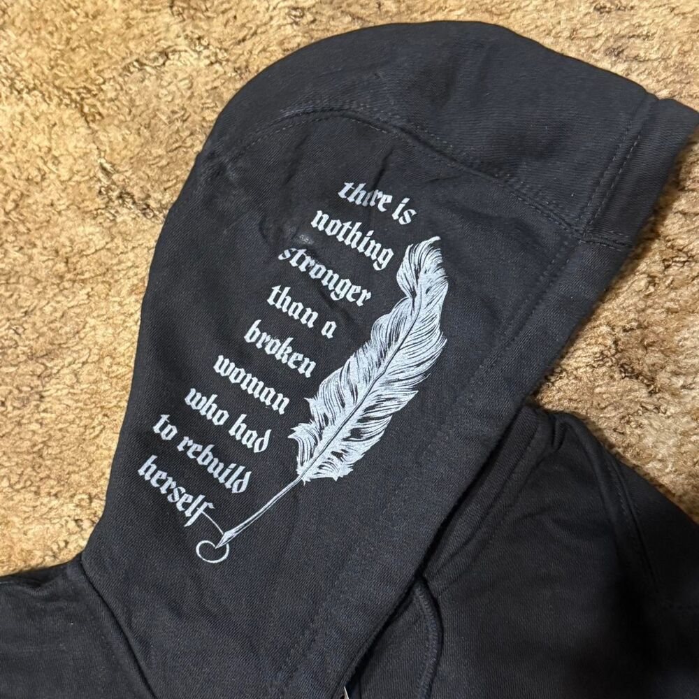 Beautiful Disaster Full Zip Up Hoodie Black Medium - Picture 5 of 8